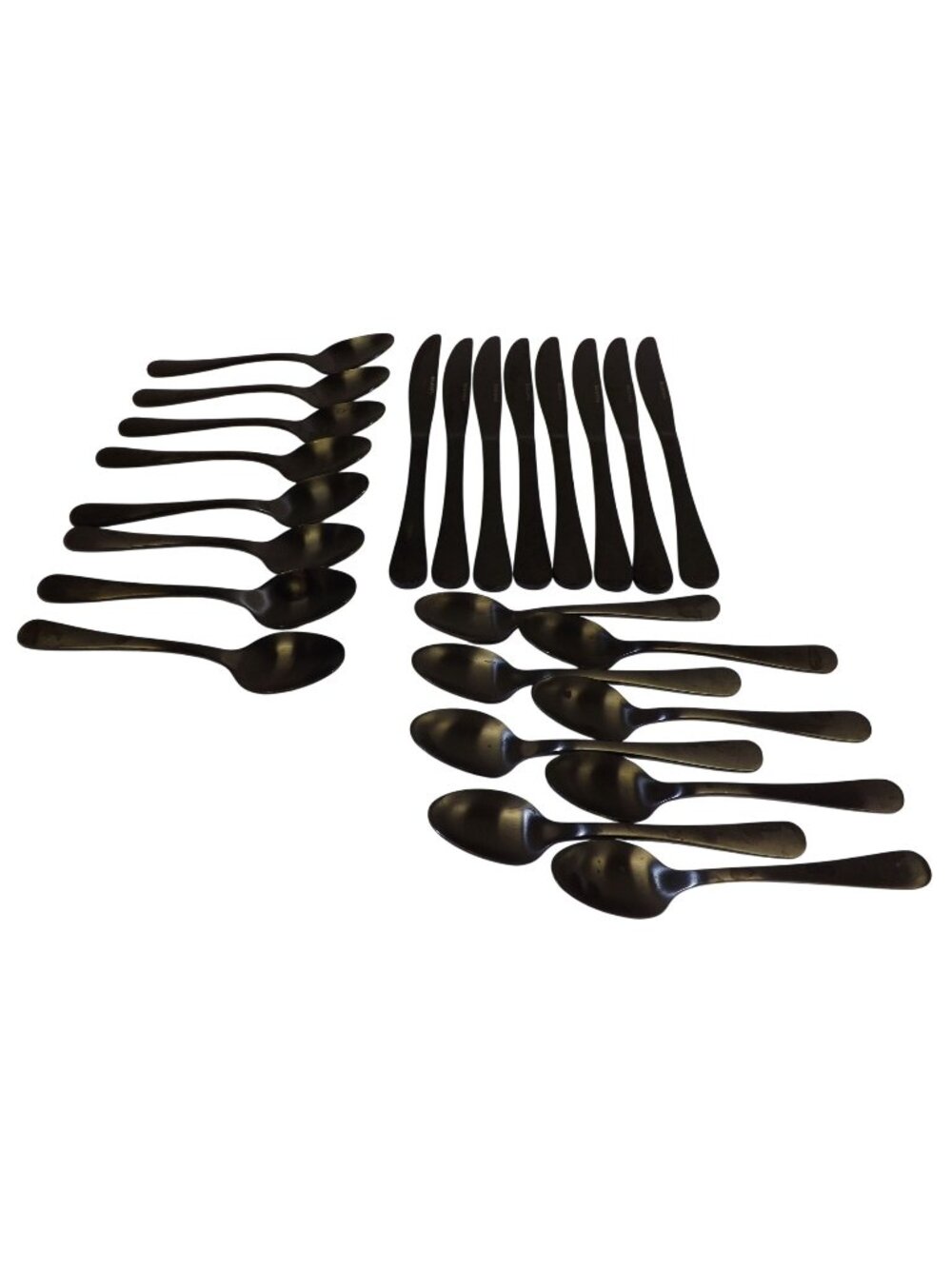 Bombay Black Stainless Steel Flatware Set - 8 Knives 8 Spoons 8 Teaspoons Modern